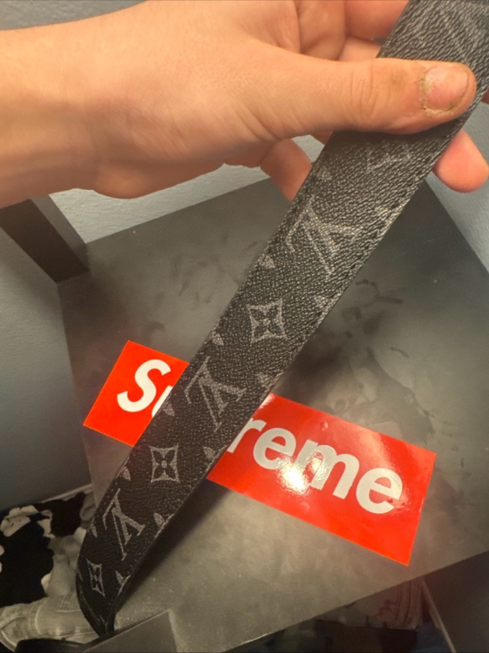 Louis Vuitton Black Monogram Leather Belt with LV Buckle - Picture 4 of 7